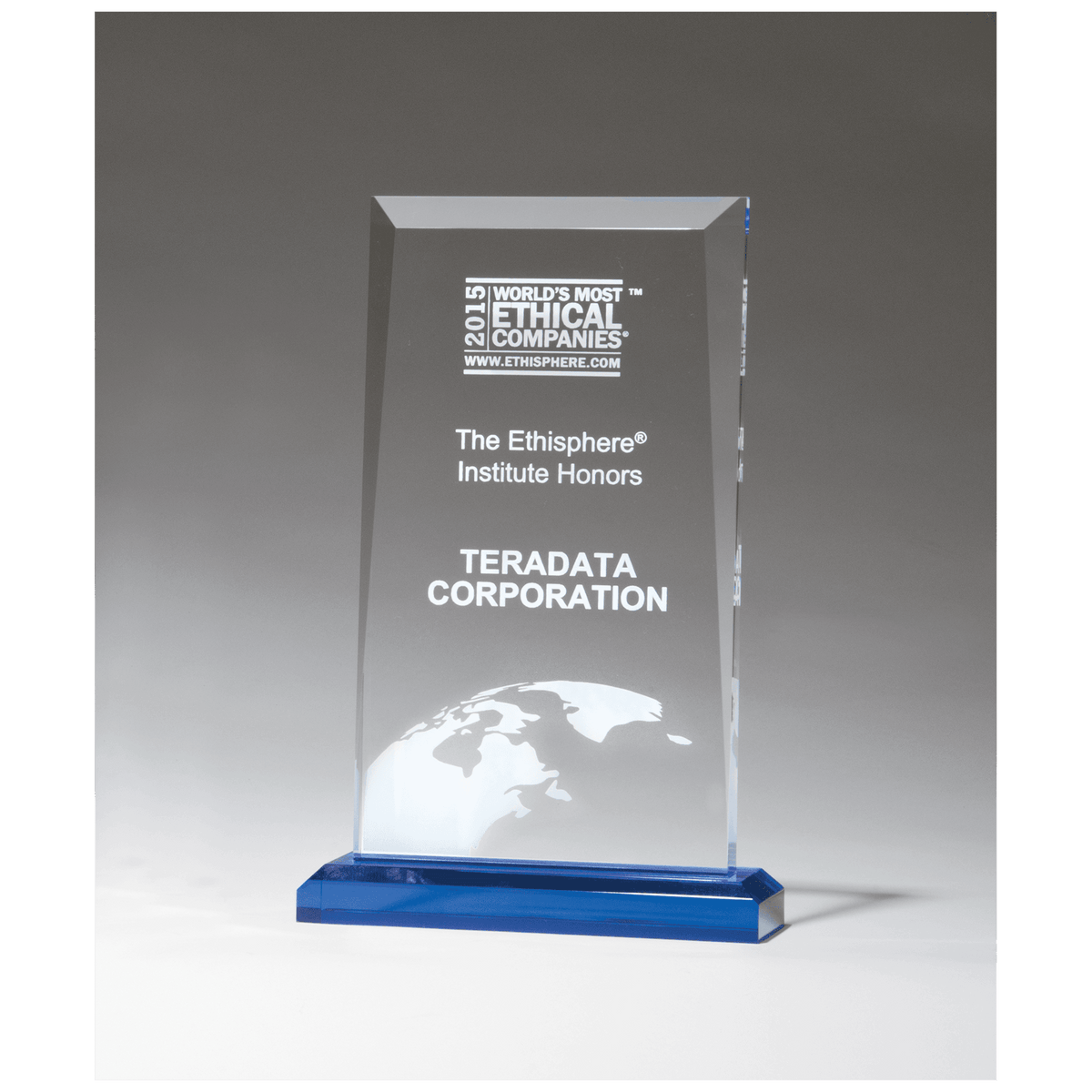 5" x 7 3/4" Apex Clear Acrylic Award with Blue Base