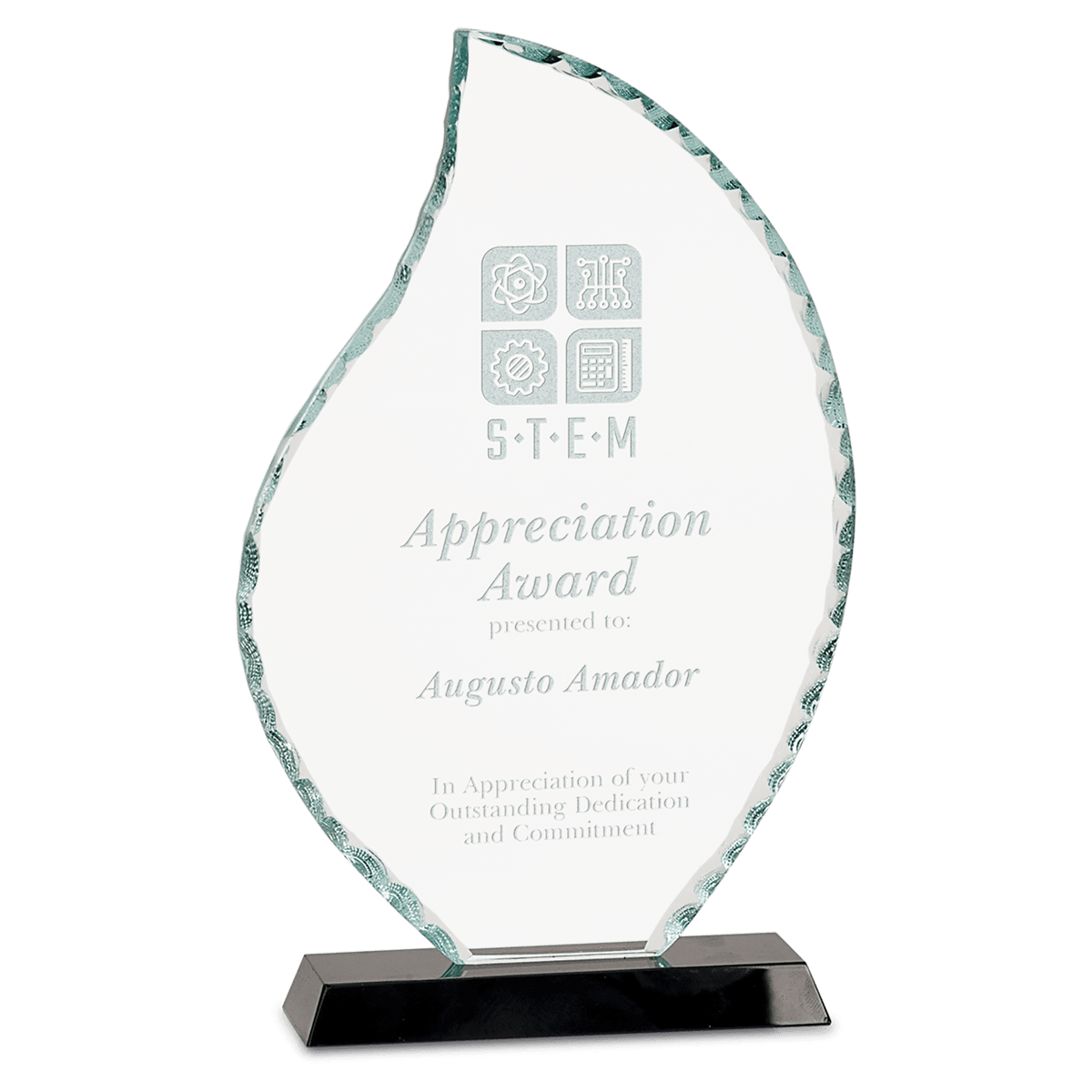 8 1/2" Flame Facet Glass Award on Black Base