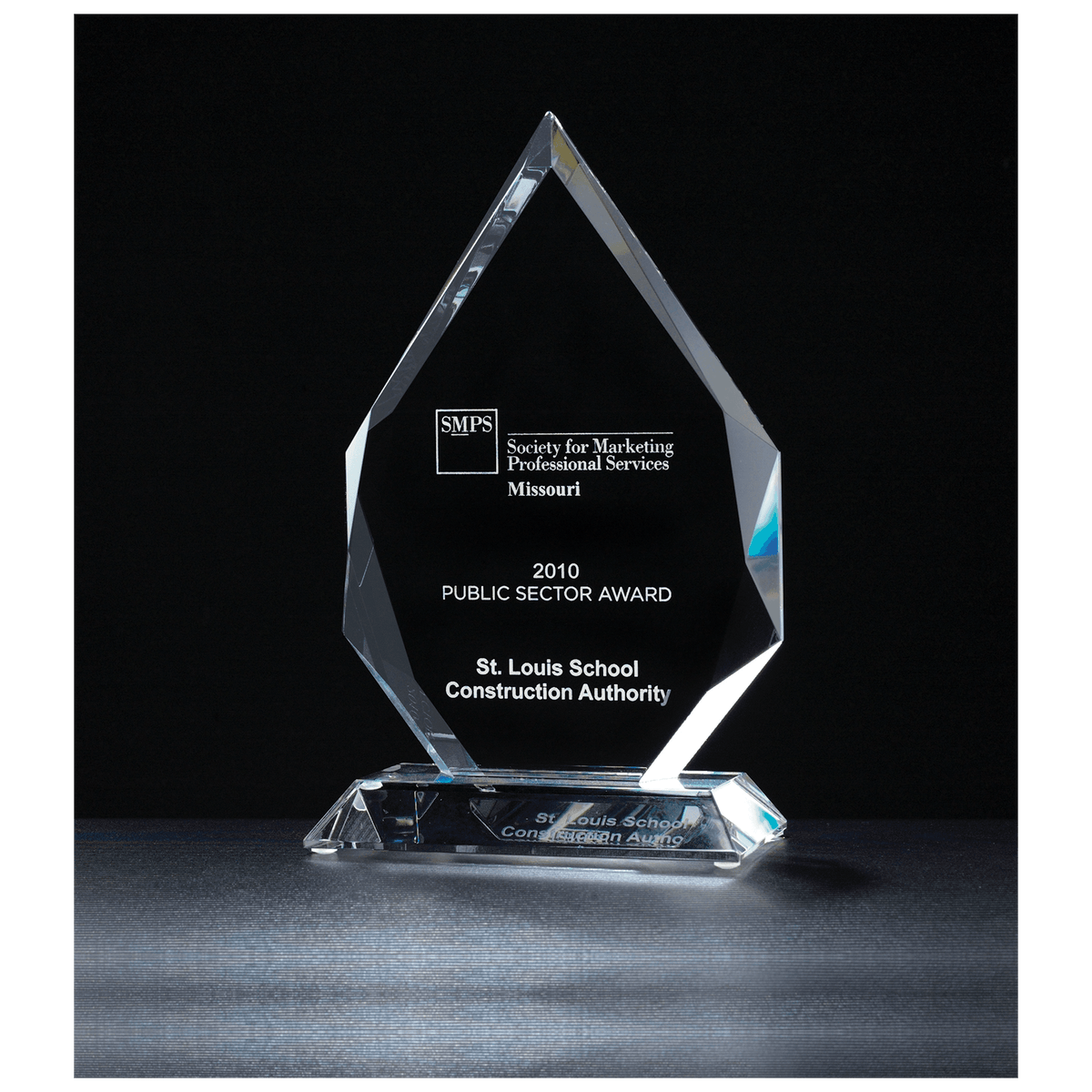 5 7/8" x 9 7/8" x 3/4" Flame Optical Crystal Award