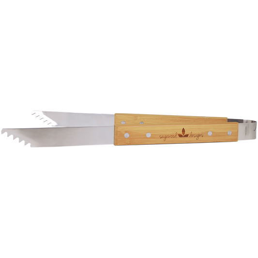 14″ Bamboo BBQ Tongs