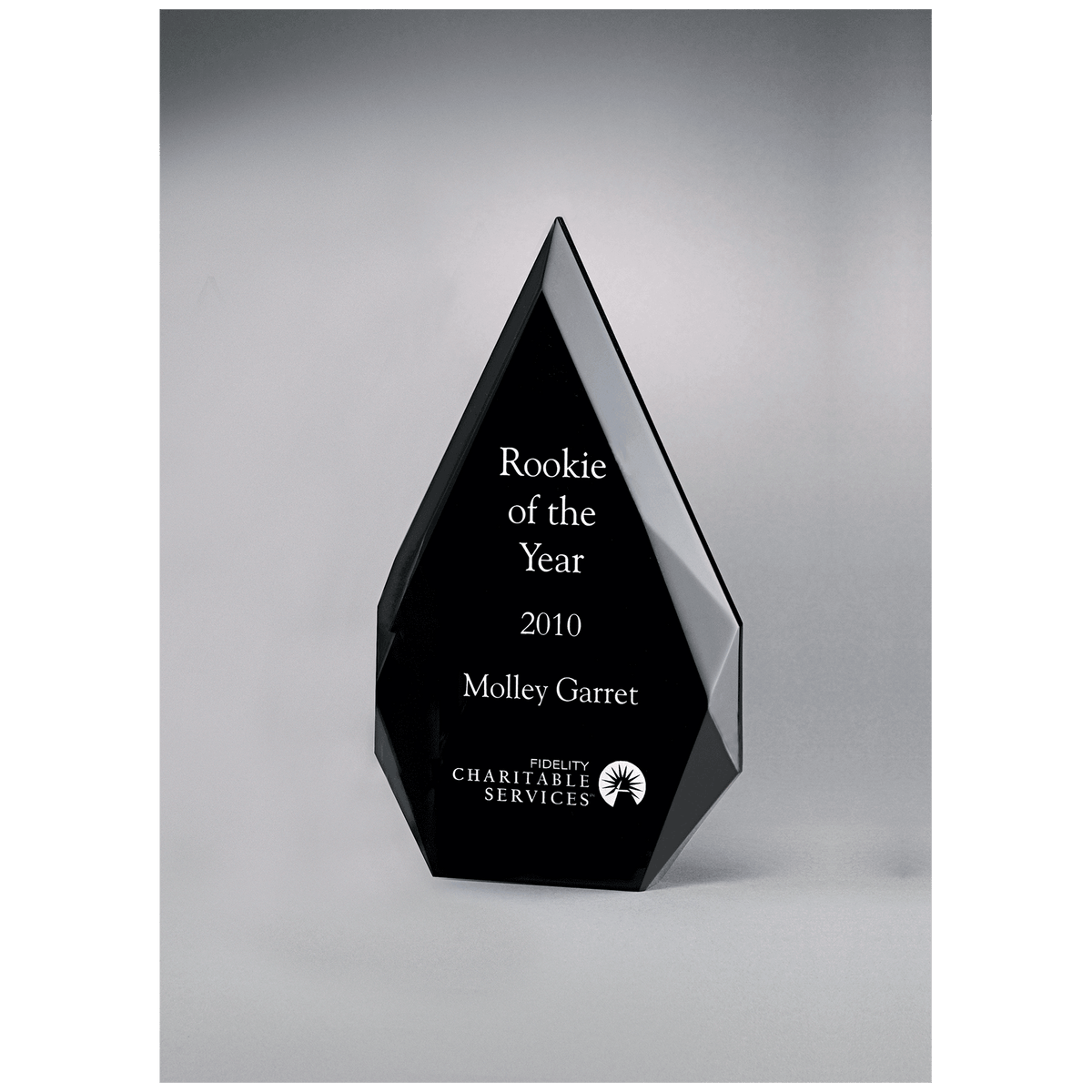 5 1/4" x 8 7/8" Flame Clear Acrylic Award with Black Back