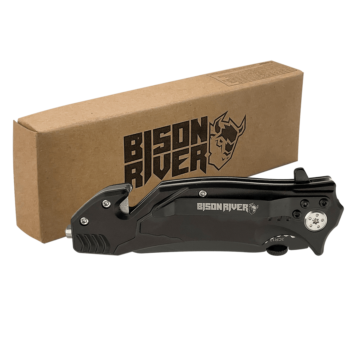 Bison River 4 1/2" Black Rescue Knife