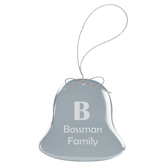 3" clear bell glass ornament with silver string