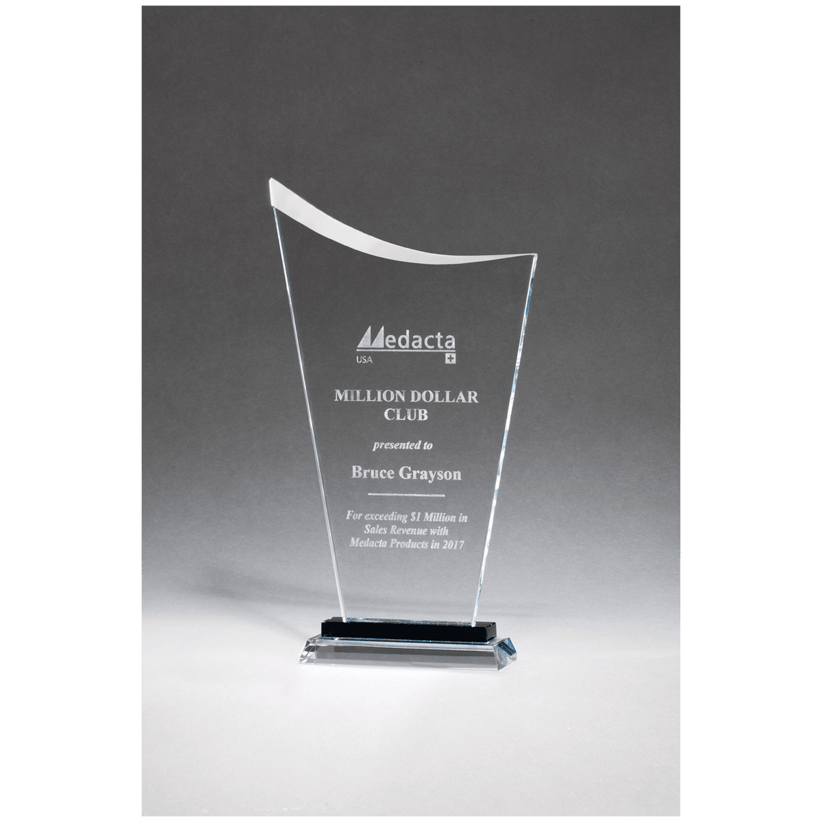 6 1/4" x 11 1/2" Contemporary Clear Glass Award with Pedestal Base