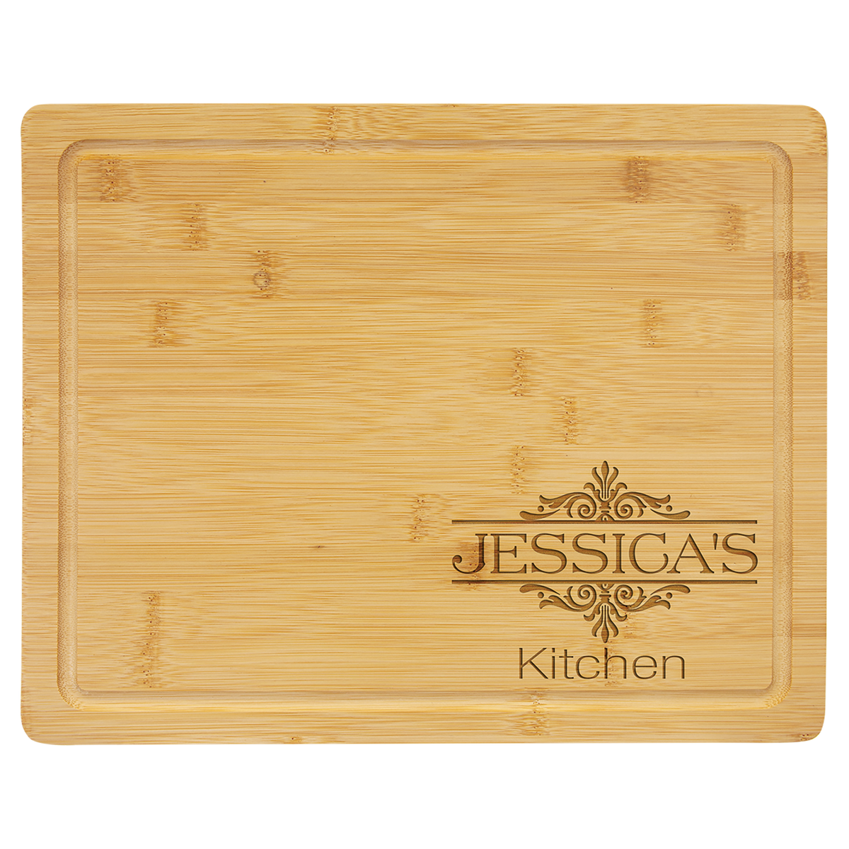 13 3/4" x 11" Bamboo cutting board with drip ring