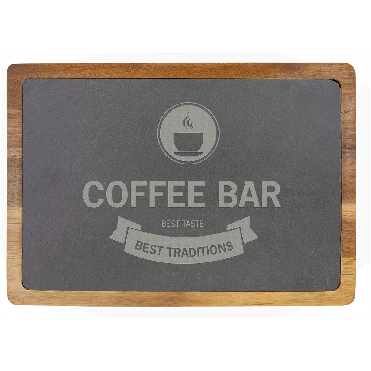 13" x 9" Acacia Wood and Slate Cutting Board